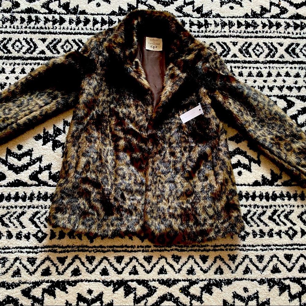 Garnet Hill Velvet Faux Fur Coat